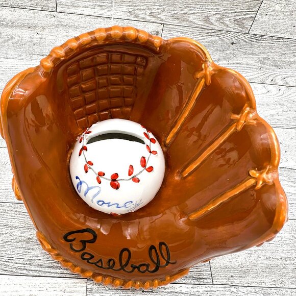 Goods Gallery Inc.‎ Baseball Glove and Ball Ceramic Bank - Picture 1 of 7
